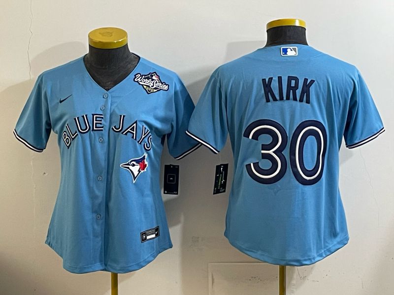 Women 2025 Nike Toronto Blue Jays #30 Kirk Light Blue Game MLB Jersey 01->women mlb jersey->Women Jersey